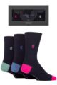 Mens 3 Pair Pringle Plain and Patterned Gift Boxed Bamboo Socks - Navy Contrast Heel & Toe