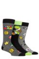 Mens Ladies and Kids SOCKSHOP 3 Pair Super Mario Enemies, Power Ups and Yoshi Cotton Socks - Multi