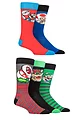 Mens Women's and Kids SOCKSHOP 5 Pair Super Mario Character Cotton Socks - Multi