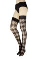 Ladies 1 Pair Trasparenze Marjoram Diamond Patterned Hold Ups - Black