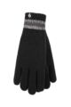 Mens 1 Pack SOCKSHOP Heat Holders Cedar Stripe Cuff Gloves - Black