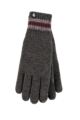 Mens 1 Pack SOCKSHOP Heat Holders Cedar Stripe Cuff Gloves - Charcoal