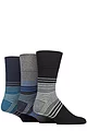 Mens 3 Pair Gentle Grip Cotton Argyle Patterned and Striped Socks - Modern Flash