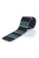 Moustard Striped Cotton Knitted Tie - Green Stripe