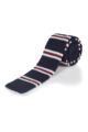 Moustard Striped Cotton Knitted Tie - Navy Stripe