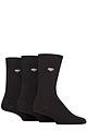 Mens 3 Pair Glenmuir Endrick Cotton Plain Embroidered Trouser Socks  - Black