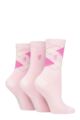 Ladies 3 Pair Pringle Black Label Argyle Bamboo Socks - Pink