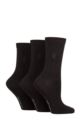 Ladies 3 Pair Pringle Black Label Plain Bamboo Socks - Black
