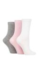 Ladies 3 Pair Pringle Black Label Plain Bamboo Socks - Grey / Pink / White