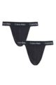 Mens 2 Pack Calvin Klein Cotton Stretch Jock Strap Briefs - Black