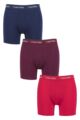 Mens 3 Pack Calvin Klein Cotton Stretch Longer Leg Trunks - New Navy / Lush Burgundy / Red Gala
