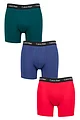 Mens 3 Pack Calvin Klein Cotton Stretch Longer Leg Trunks - Maya Blue / Soft Grape / Rustic Red