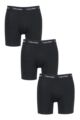 Mens 3 Pack Calvin Klein Cotton Stretch Longer Leg Trunks - Black / Black
