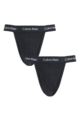 Mens 2 Pack Calvin Klein Cotton Stretch Thong Briefs - Black