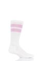 Mens and Ladies 1 Pair Thorlos Old School Over the Calf Sports Socks - White / Pink