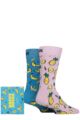 Mens and Women's 2 Pair Happy Socks Fruits Gift Boxed Socks - Turquoise