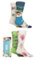 Mens and Ladies 4 Pair Happy Socks Pool Party Gift Boxed Socks - White