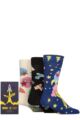 Mens and Ladies 3 Pair Happy Socks Elton John Gift Boxed Socks - Black