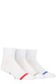 Mens 3 Pair Pringle Half Cushioned Cotton Quarter Sports Socks - White
