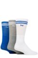 Mens 3 Pair Pringle Cotton Cushion Sports Socks - White / Grey / Blue Stripe