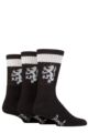 Mens 3 Pair Pringle Plain and Patterned Cotton Half-Cushioned Sports Socks - Logo Black