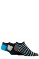 Mens 3 Pair Pringle Plain and Patterned Cotton Secret Socks - Stripe Black Grey / Blue