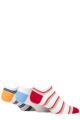 Mens 3 Pair Pringle Plain and Patterned Cotton Secret Socks - White Red / Orange / Blue Stripes