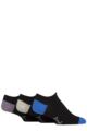 Mens 3 Pair Pringle Plain and Patterned Cotton Secret Socks - Heel & Toe Black / Purple