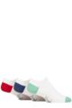 Mens 3 Pair Pringle Plain and Patterned Cotton Secret Socks - Heel & Toe White Green / Blue