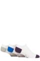 Mens 3 Pair Pringle Plain and Patterned Cotton Secret Socks - Heel & Toe White Plum / Blue