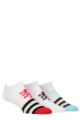 Mens 3 Pair Pringle Plain and Patterned Cotton Secret Socks - White Red Lion Toe Stripes