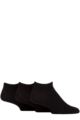 Mens 3 Pair Pringle Plain and Patterned Bamboo Trainer Socks - Black Plain