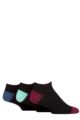 Mens 3 Pair Pringle Plain and Patterned Bamboo Trainer Socks - Black Burgundy / Mint / Denim