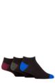 Mens 3 Pair Pringle Plain and Patterned Bamboo Trainer Socks - Black Navy / Charcoal / Burgundy Heel & Toe