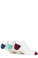 Mens 3 Pair Pringle Plain and Patterned Bamboo Trainer Socks - White Navy / Blue / Burgundy Heel & Toe