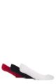 Mens 3 Pair Pringle Gourock Cotton Invisible Shoe Liners - White / Navy / Red