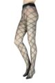 Ladies 1 Pair Trasparenze Phuket Lurex Sparkle Diamond Check Tights - Grey