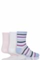 Babies and Kids 3 Pair SOCKSHOP Plain and Stripe Bamboo Socks with Smooth Toe Seams - Pink Stripes