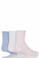 Babies and Kids 3 Pair SOCKSHOP Plain and Stripe Bamboo Socks with Smooth Toe Seams - Pink/White/Blue Plain