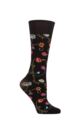 Ladies 1 Pair Trasparenze Platino Floral Knit Opaque Knee High Socks - Black