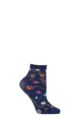 Ladies 1 Pair Trasparenze Platino Floral Patterned Socks - Indigo