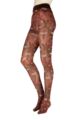 Ladies 1 Pair Trasparenze Platino Floral Knit Opaque Tights - Rum