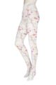 Ladies 1 Pair Trasparenze Platino Floral Knit Opaque Tights - White