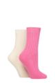 Ladies 2 Pair SOCKSHOP Wildfeet Cashmere Socks - Pink / Snow