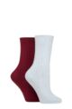 Ladies 2 Pair SOCKSHOP Wildfeet Cashmere Socks - Blue / Burgundy