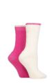 Ladies 2 Pair SOCKSHOP Wildfeet Cashmere and Merino Wool Blend Sparkle Lurex Socks - Snow / Pink