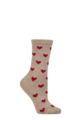 Women's 1 Pair SOCKSHOP Wildfeet Cashmere and Wool Blend Socks - Beige Hearts