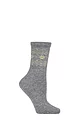 Women's 1 Pair SOCKSHOP Wildfeet Cashmere and Wool Blend Socks - Grey / Cream Fair Isle