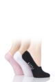 Ladies 3 Pair SOCKSHOP Wild Feet Plain Cotton Loafer Ped Socks - Black / Pink