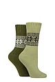 Women's 2 Pair SOCKSHOP Wildfeet Thermal Socks - Green